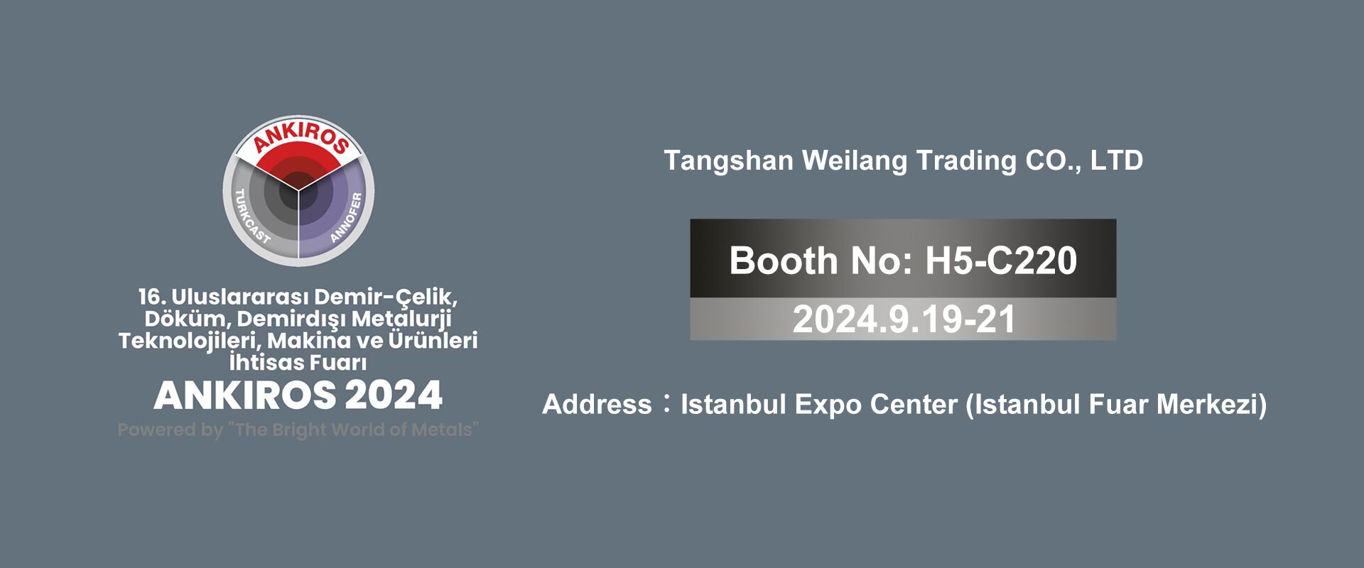2024.9.19-21 Exposición de Türkiye Bienvenido a visitar nuestro stand